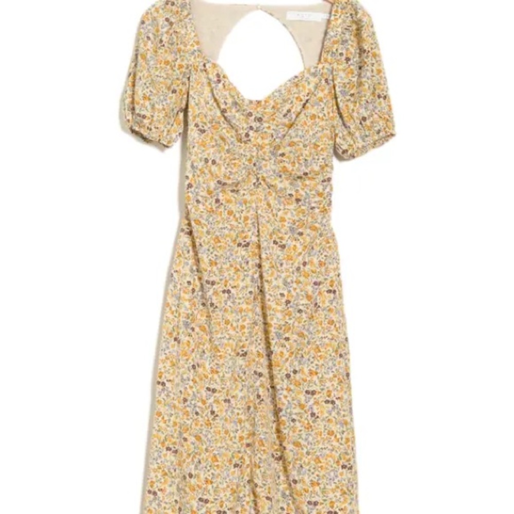 Astr the labor cream mustard ditsy dress